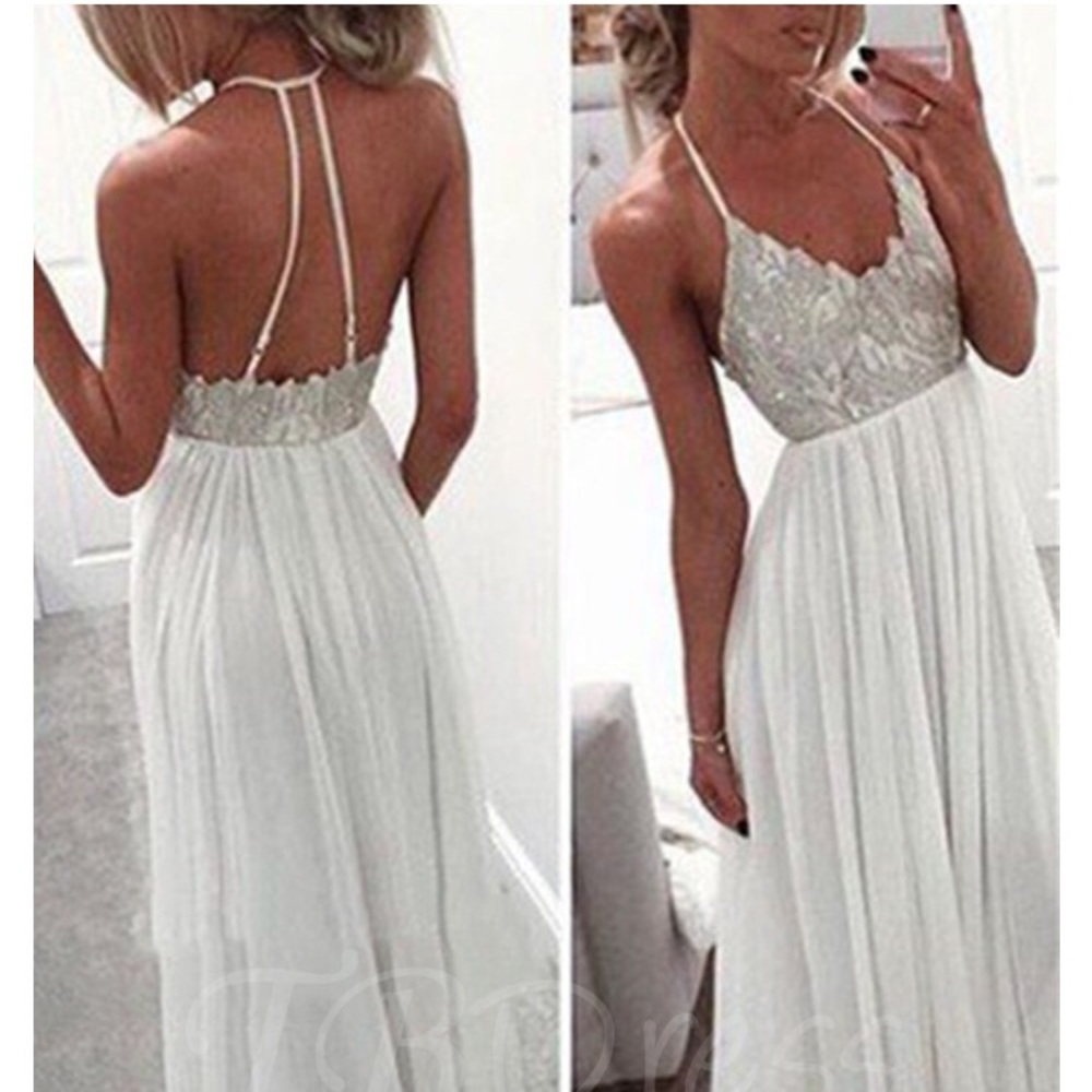 Long, white prom dress